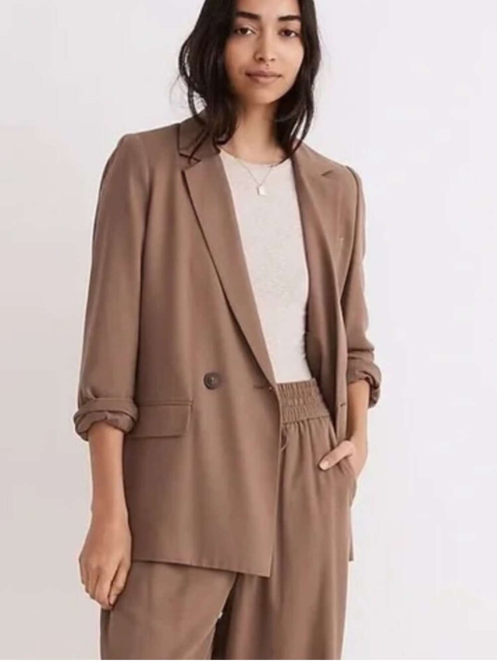 NWT Madewell Drapeweave Caldwell Double-Breasted Blazer Castle Rock L